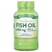 Nature's Truth, Triple Strength Fish Oil, 60 Quick Release Softgels