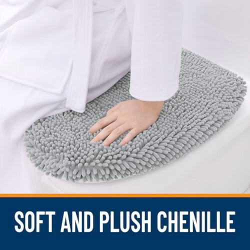 Chenille-Toilettendeckelbezug, hellgrau, 17,5 x 15 Zoll 1