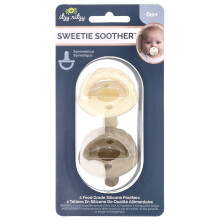 itzy ritzy, Sweetie Soother‚Ñ, Voedingsgraad silicone zuigelingen, 0+ Maanden, Cream Taupe Braid, 2 zuigelingen