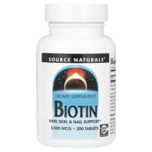 Source Naturals, Biotyna, 5 000 mcg , 200 Tabletek
