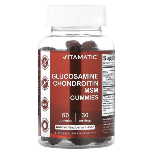 Vitamatic, Gomas de Glucosamina e Quitosana com MSM, Mirtilo Natural, 60 Gomas