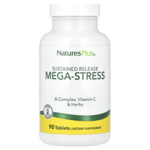 NaturesPlus, Mega-Stress, Sustained Release, 90 Tabletter
