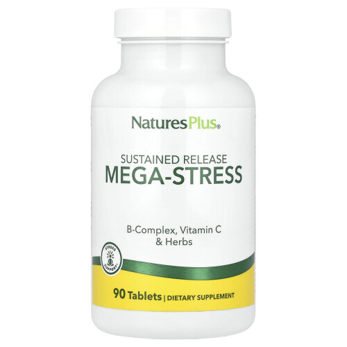 NaturesPlus, Mega-Stress, Sustained Release, 90 Tabletter