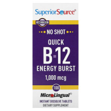 Superior Source, Rýchle B-12 Energetický Výbuch, 1 000 mcg, 100 MikroLingválne Instant Dissolve Tablety