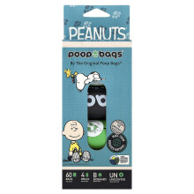 Original Poop Bags, Original Poop Beutel, Peanuts, Unparfümiert, 4 Rollen, 15 Beutel Jeder