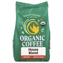 Equal Exchange, Biologische Koffie, Huis Blend, Gemaald, Medium Roast, 9 oz (255 g)