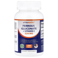 Vitamatic, Ferrous Gluconate + Vitamin C, 250 Tablets
