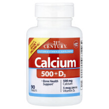 21st Century, Calcium 500 + D3, 5 mcg (200 IU), 90 Tablets