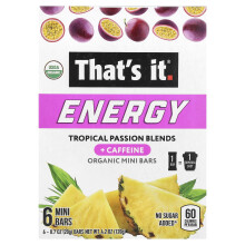 That's It, Energy, Organic Mini Bars, Tropical Passion Blends, 6 Mini Bars, 0.7 oz (20 g) Každý