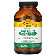 Country Life, Target-Mins, Wapń Magnezjum z Złożonym Witaminą D, 240 Vegan Kapsułek