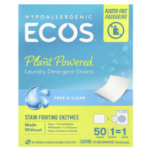 Earth Friendly Products, ECOS, Detersivo per Lavatrice a Potenza Vegetale, Libero & Chiara, 50 Fogli