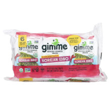Snack di Alga Affumicata di gimMe, Korean BBQ, 6 Pacchi, 0.17 oz (5 g) Ogni
