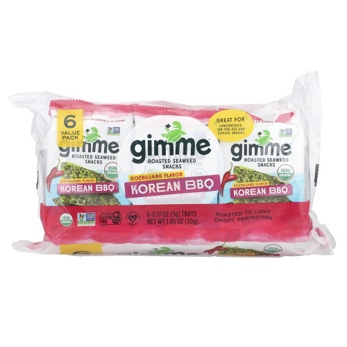 gimMe, Ψητά Σνακ Σαλάτας, Κορεατική BBQ, 6 Πακέτα, 0.17 oz (5 g) Κάθε