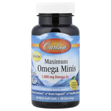 Carlson, Maximum Omega Minis, Natural Lemon, 60 Mini Soft Gels (500 mg per Soft Gel)