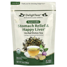 DelighTeas, Ayurvedische Maagverlichting & Gelukkige Lever, Kruiden Detox Thee, Loose Blend, Koffievrij, 5 oz (140 g)
