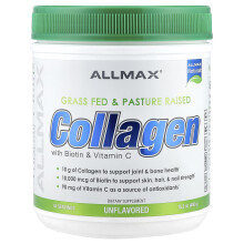 ALLMAX, Gras gefütterte & Weide aufgezogene Kollagen mit Biotin & Vitamin C, Unflavored, 15,5 oz (440 g)