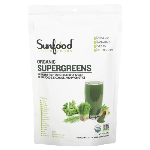 Sunfood, Οργανική Supergreens, 8 oz (227 g)