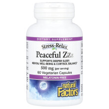 Natural Factors, Stress-Relax, Fredelig ZZZ, 60 Vegetariske Kapsler (250 mg per Kapsel)