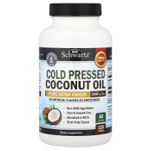BioSchwartz, Óleo de Coco Pressionado Orgânico, Extra Virgem Puro, 2,000 mg, 120 Softgels (1,000 mg por Softgel)