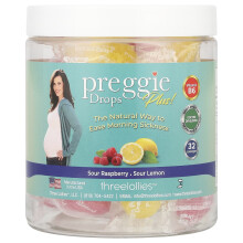 Preggie, Goteles Plus!, Fresa Ácida, Limón Ácido, 32 Lozenges