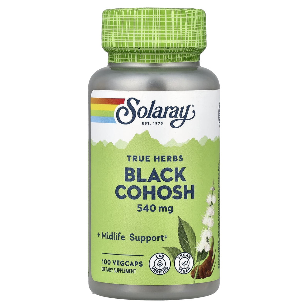 Solaray Black True Herbs, Cohosh, 540 Mg 100 Vegcaps
