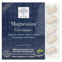 New Nordic, Magnesium‚Ñ Glycinate+, 60 Tablets