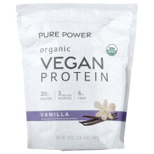 Dr. Mercola, Pure Power, Proteina Vegana Organica, Vanilla, 1 lb 3 oz (540 g)