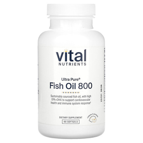Vital Nutrients Vital Nutrients, Ulei de Pește Pur, 800, Lemon, 90 Capsule de Gel