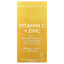 Viva Naturals, Vitamiini C + Sinkki, 250 Kasvispilleriä