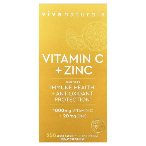 Viva Naturals, Βιταμίνη C + Σίδηρος, 250 Βιολογικά Κάψουλες