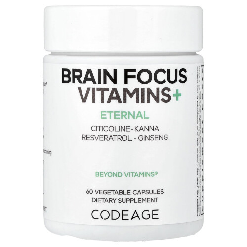 Codeage, Brain Focus Vitamine+, 60 pflanzliche Kapseln