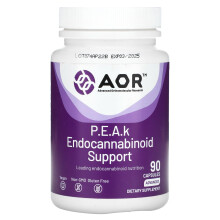 Advanced Orthomolecular Research AOR, P.E.A.k Suporte ao Endocanabinoide, Avançado, 90 Cápsulas