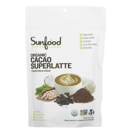Sunfood, Οργανική Κакаο Σούπερ Λάττε, 6 oz (170 g)