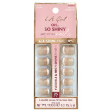 L.A. Girl, Oh So Shiny Kunstnägel, Gel-Shine-Nagel-Tipps, GNT154 Classy French Tip, 25 Stück Set