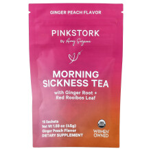 Pink Stork, Morgenziekte-thee, Gember Perzik, 15 Zakjes, 1.59 oz (45 g)