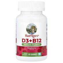 MaryRuth's, Vitamine D3 + B12 Gummies, Pectine gebaseerd, Framboos, 60 Gummies