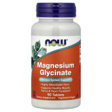 NOW Foods, Magnesium Glycine, 90 Tabletten (100 mg per Tablet)