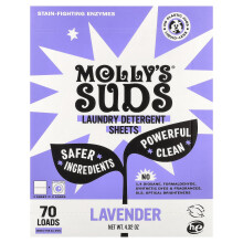 Molly's Suds, Fogli di Detersivo per la Lavatrice, Lavanda, 35 Fogli