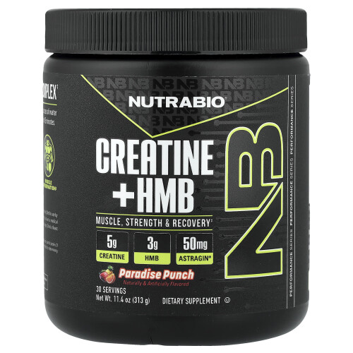 NutraBio, Creatine + HMB, Paradiespunsch, 11,4 oz (313 g)