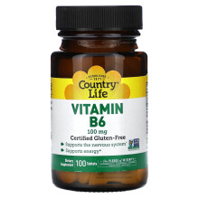 Country Life, Witamina B6, 100 mg, 100 Tabletek