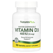NaturesPlus, Vitamina D3 Dispersible en Agua, 10 mcg (400 IU), 90 Comprimidos