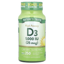 Nature's Truth, High Potency Vitamin D3, 25 mcg (1,000 IU), 250 Quick Release Softgels