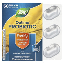 Probiotico Ottimizza Fortificato Daily Nature's Way, 50 Miliardo, 30 Capsula di Rilascio Ritardato Vegetariano