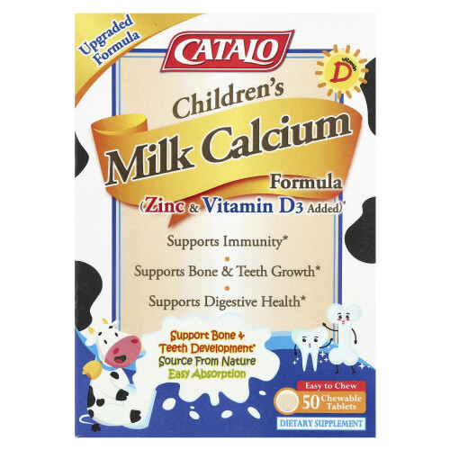 CATALO, Fórmula de Leite para Crianças, Cálcio e Vitamina D, 50 Comprimidos Chupáveis