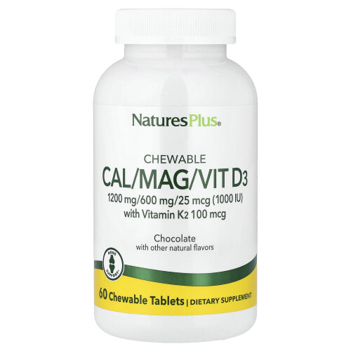 NaturesPlus, Chewable Cal/Mag/Vit D3, Chocolate, 60 Chewable Tablets