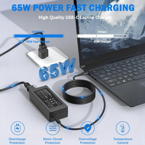 Φορτιστής φορητού υπολογιστή USB-C 65W για Chromebook και Dell XPS 1