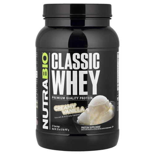 NutraBio, Κλασική Whey Protein, Κρέμας Βανίλια, 2 lbs (907 g)