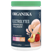 Organika, Elektrolyte + veredelter Kollagen, saftige Erdbeere Pfirsich, 12,7 oz (360 g)