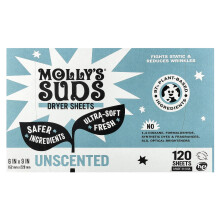 Molly's Suds, Fogli per Asciugatrice Senza Profumo, 120 Foglio