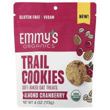Emmy's Organic Cookies, Trail Cookies, Zachte Gebakken Oat Treats, Amandel Cranberry, 4 oz (113 g)